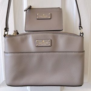 Taupe Kate Spade Crossbody Purse with matching Small Wallet